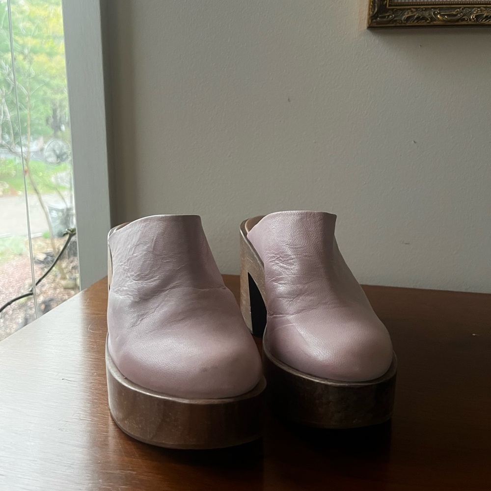 Free People Rose Suki Leather Platform Clog Mules 37 - Picture 3 of 7